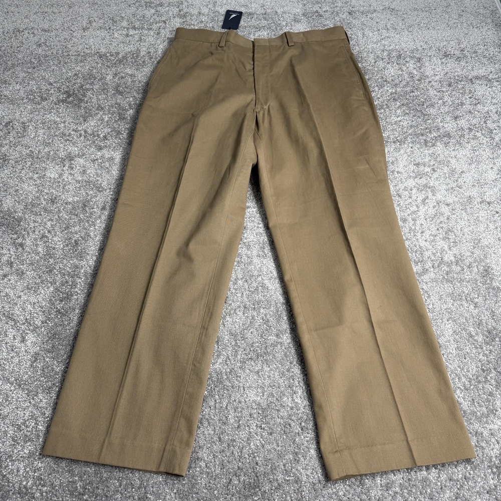 Nautica Pants Mens 36x30 Beige Cotton Chino Kennedy Flat Front Casual Workwear
